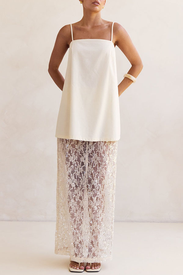 Sloane Square Neck Adjustable Shoulder Straps A-line Top-consonak