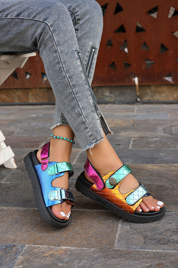 Fashionable Colorful Prism-shaped Thick-soled Beach Sandals-consonak