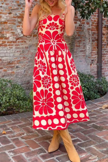 Vivid Dreams Unique Ethnic Print Slip Midi Dress-consonak