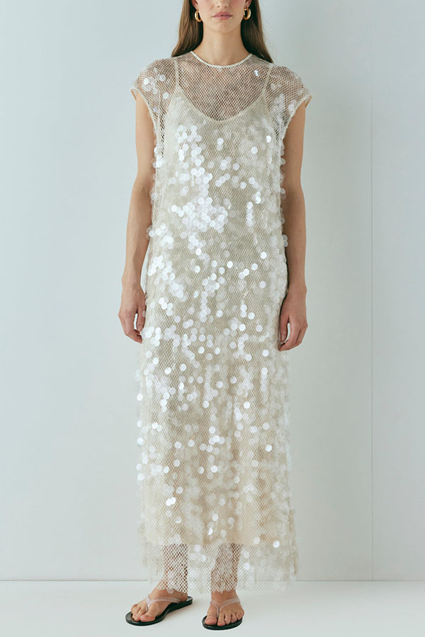 Like Gelato Sheer Large Sequin Short Sleeve Cover-up Maxi Dress-consonak