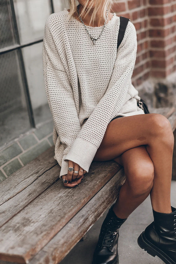 Cup of Cozy Knit Oversized Slit Side Sweater-consonak