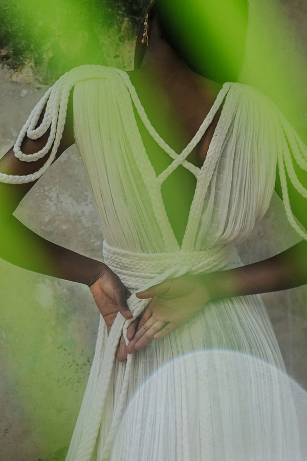 Resort Style Draped Braids Shoulder Backless Cover-up Loose Maxi Dress-consonak