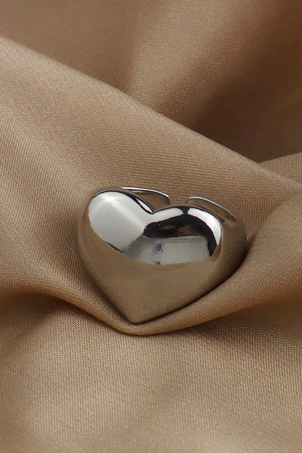 Simple Heart-shaped Metal Texture Ring-consonak