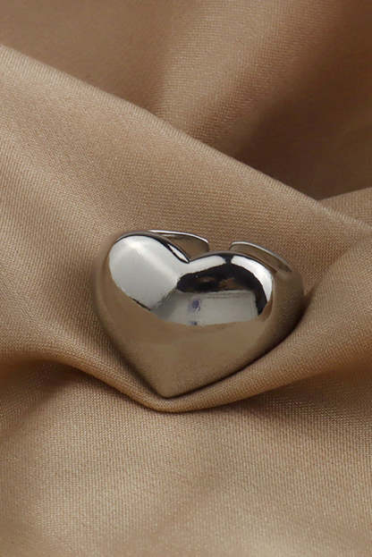 Simple Heart-shaped Metal Texture Ring-consonak