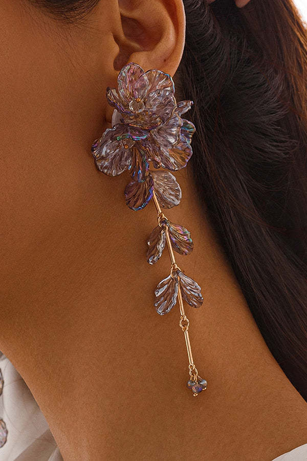 Fashionable Tassel Floral Mermaid Pearlescent Earrings-consonak