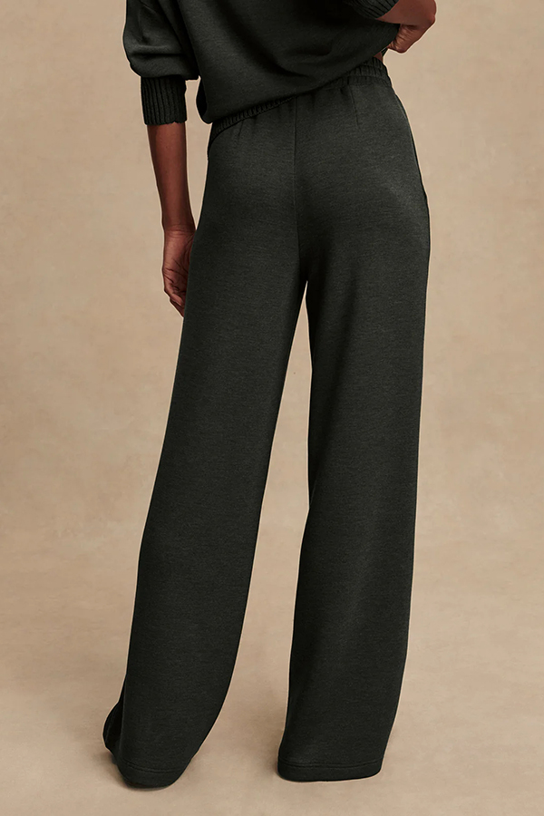 Barker High-Neck Long Sleeve Side Zipper Sweatshirt and Elastic Waist Pocketed Loose Pants Set-consonak