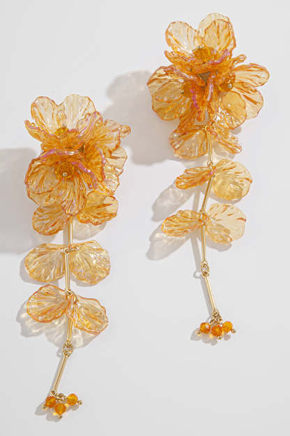 Fashionable Tassel Floral Mermaid Pearlescent Earrings-consonak