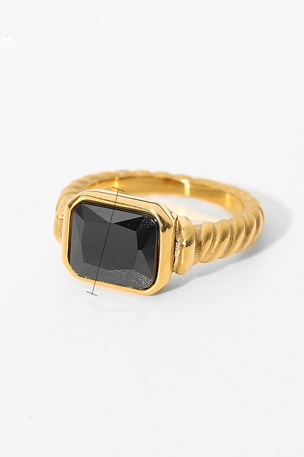 Fashionable Inlaid Zircon Stainless Steel Gold-plated Ring-consonak