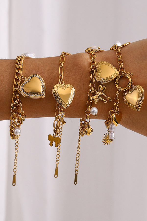 Fashionable Heart Shaped Embellished Bracelet-consonak