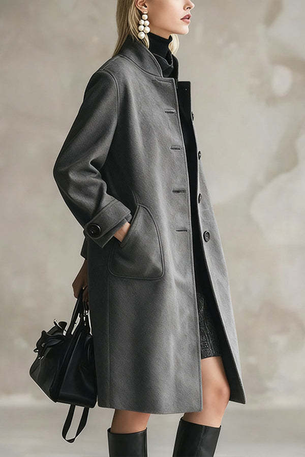 Stylish Long-sleeved Button-down Casual Long Coat-consonak