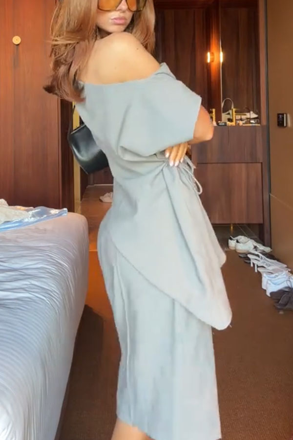 Modern Stylish Off Shoulder Side Lace-up Top and Mid Rise Pocket Bermuda Shorts Set-consonak