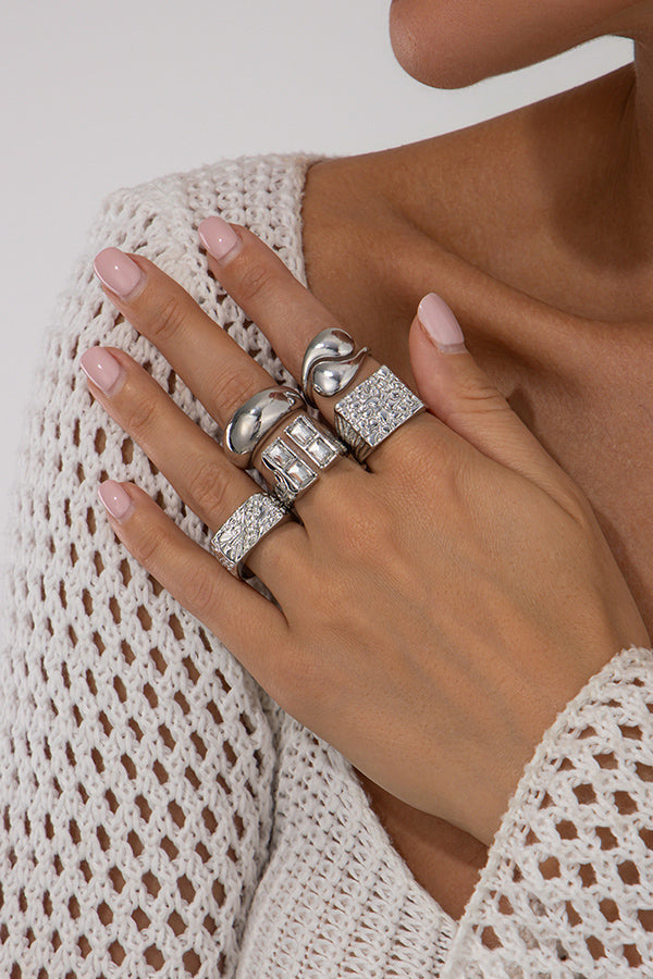 Fashionable Hollow Diamond Irregular Retro Ring-consonak