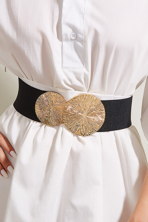 Fashionable Elastic Double Circle Decorative Wide Belt-consonak