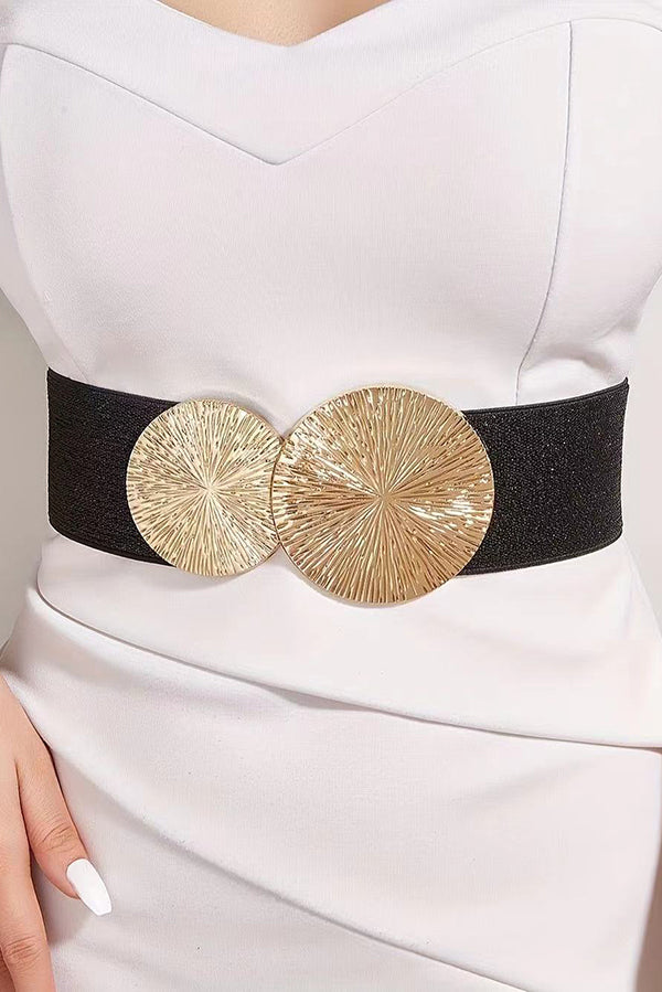 Fashionable Elastic Double Circle Decorative Wide Belt-consonak