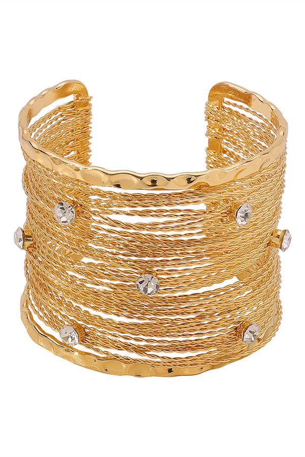 Sweet and Cool Punk Style Wide Metal Brushed Line Open Bracelet | Consonak