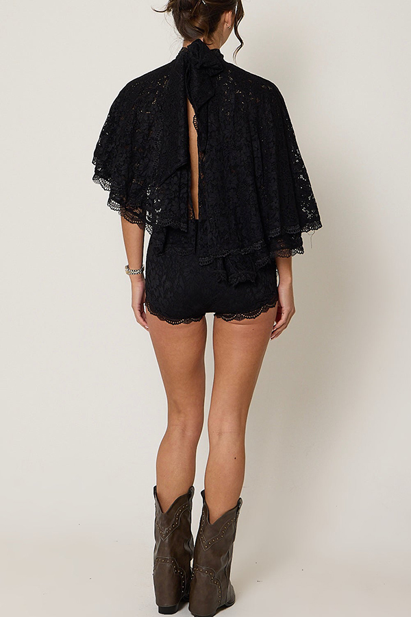 Carmen Lace Mid Rise Side Zipper Mini Shorts