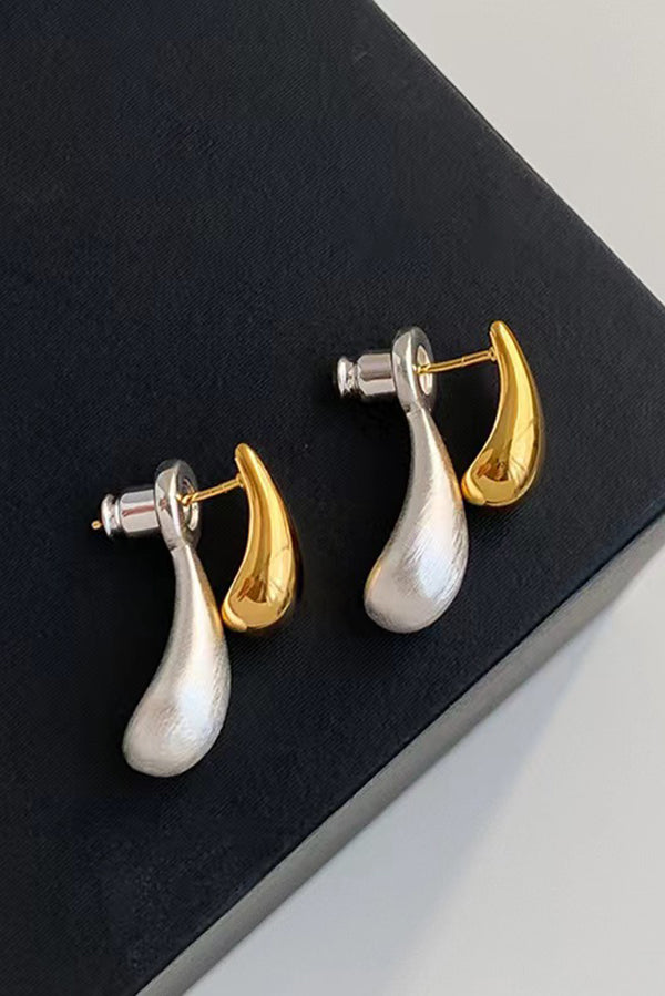 French Versatile Contrast Color Drop Shape Stud Earrings | Consonak