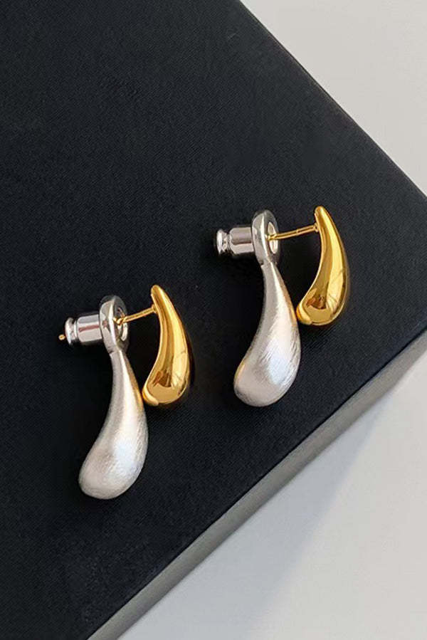 French Versatile Contrast Color Drop Shape Stud Earrings-consonak