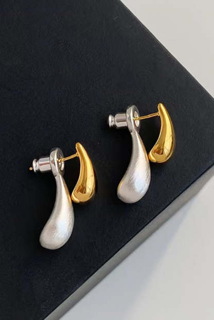 French Versatile Contrast Color Drop Shape Stud Earrings-consonak