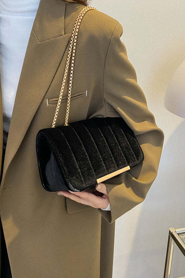 Fashionable Velvet Stylish Chain Simple Crossbody Bag-consonak