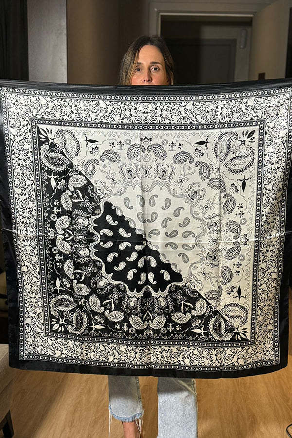 Bohemian Ethnic Style Color Matching Square Silk Scarf-consonak