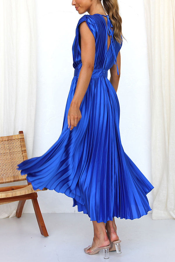 Hello Gorgeous Satin Pleated Party Midi Dress-consonak