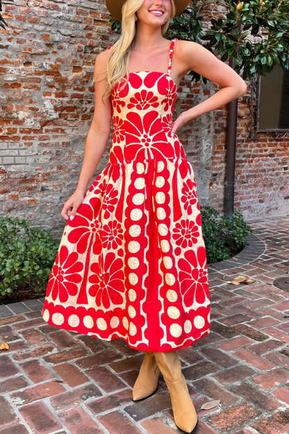 Vivid Dreams Unique Ethnic Print Slip Midi Dress-consonak