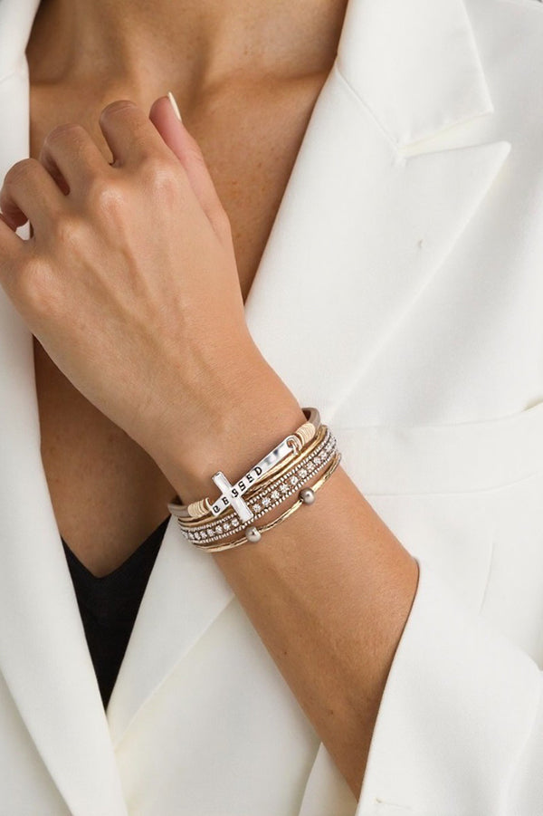 Bohemian Cross Diamond Magnetic Clasp Bracelet | Consonak