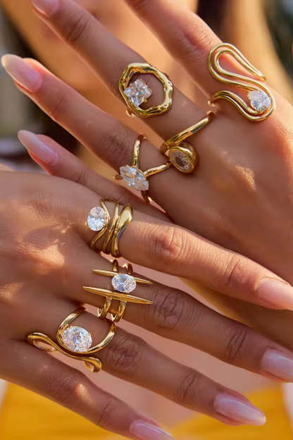 Elegant Zircon Geometric Titanium Steel Ring-consonak