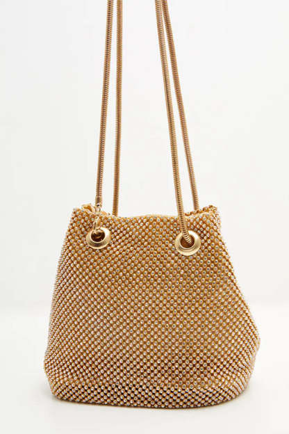 Sequined Rhinestone Cross-body Bucket Bag-consonak