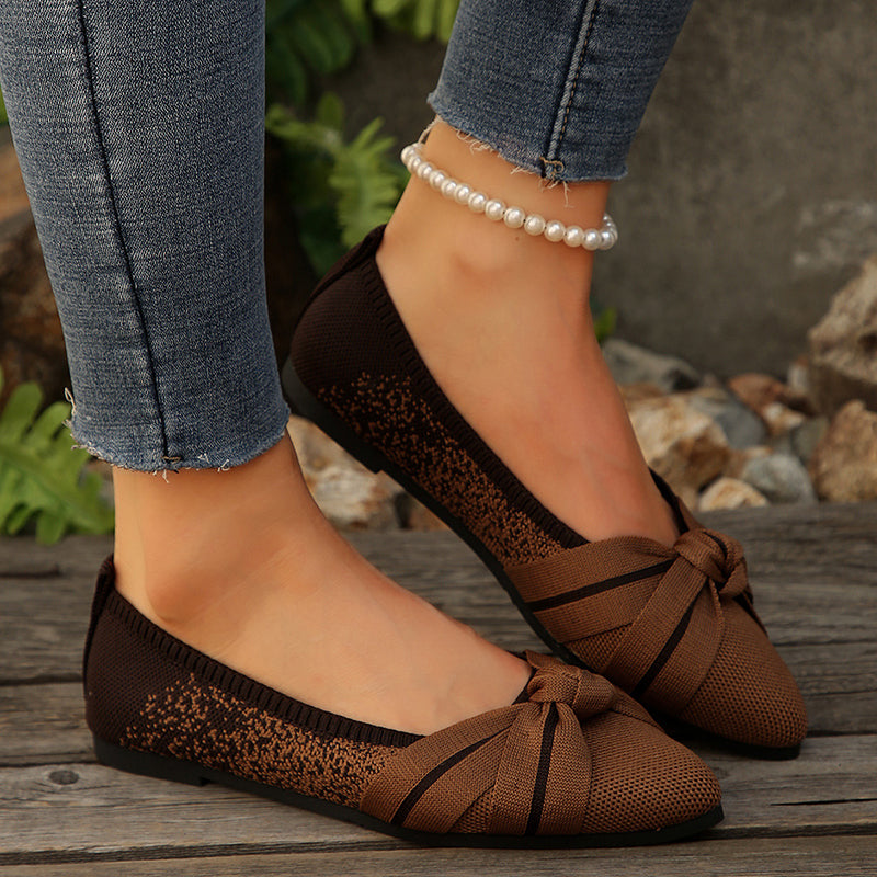 Fashionable Bow Colorblock Casual Flats-consonak