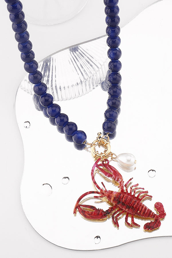 Fashion Lobster Holiday Earrings and Necklace-consonak
