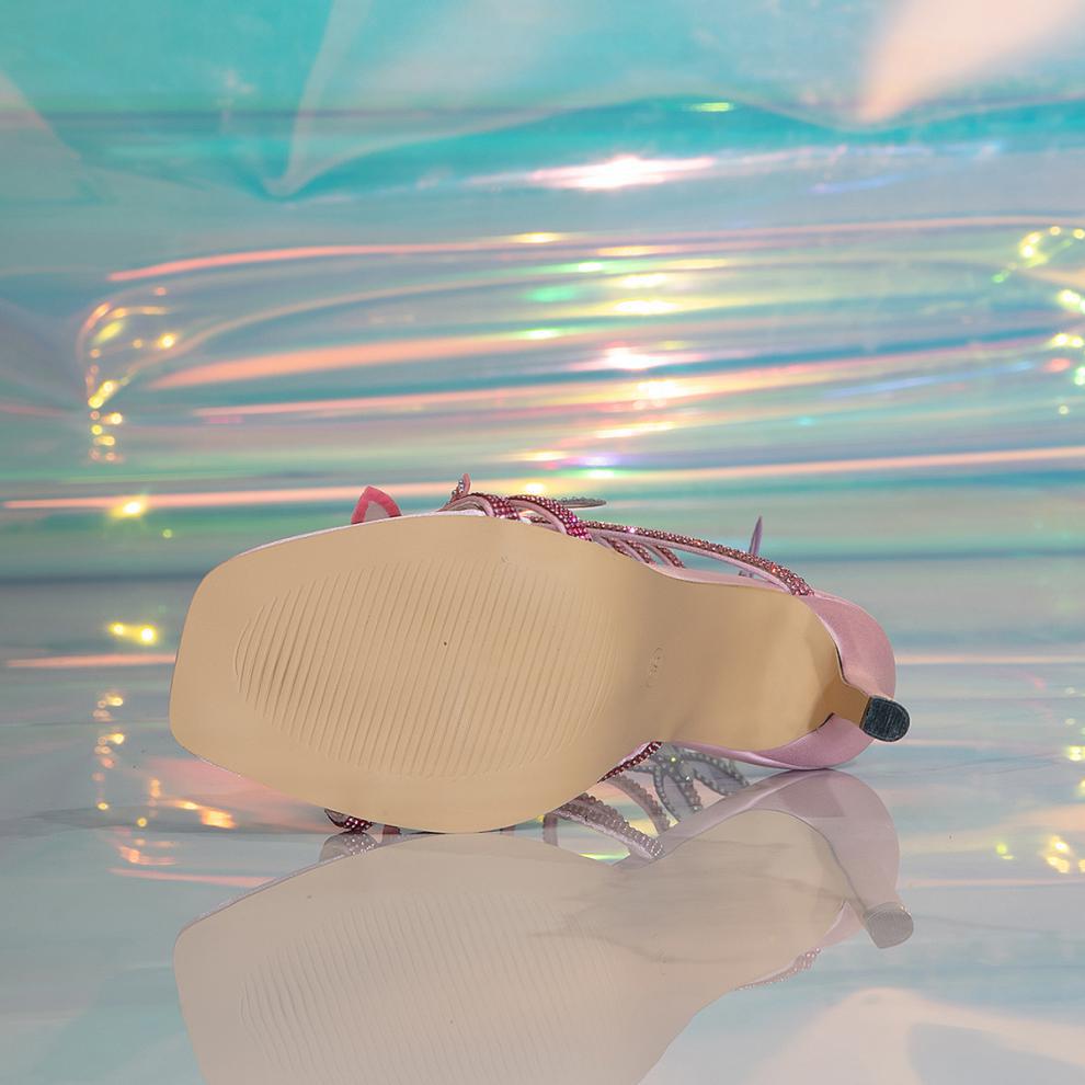 Wrap Open Toe Rhinestone Bow High Heel Sexy Sandals-consonak