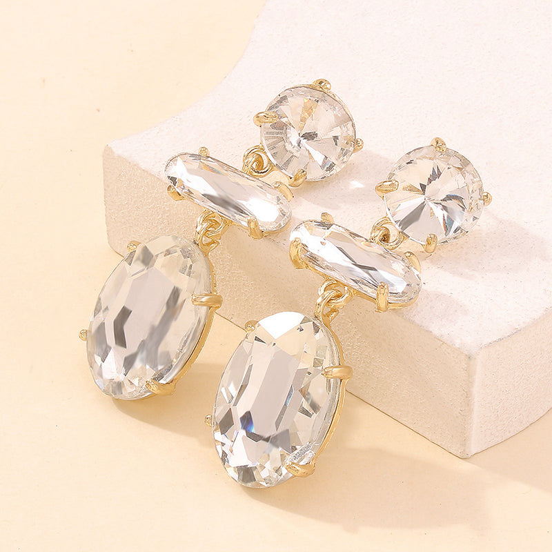 Temperament Contrasting Color Faceted Diamond Earrings-consonak