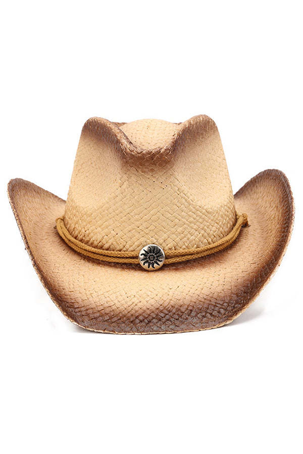 Vintage Western Cowboy Sun Protection Woven Straw Hat-consonak