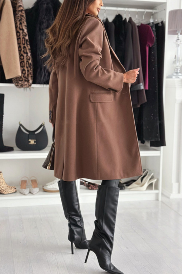 Fashionable Casual Lapel Long Sleeve Single Breasted Loose Coat-consonak