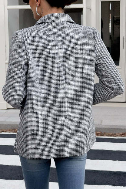 Vintage Houndstooth Lapel Long-sleeved Casual Blazer-consonak