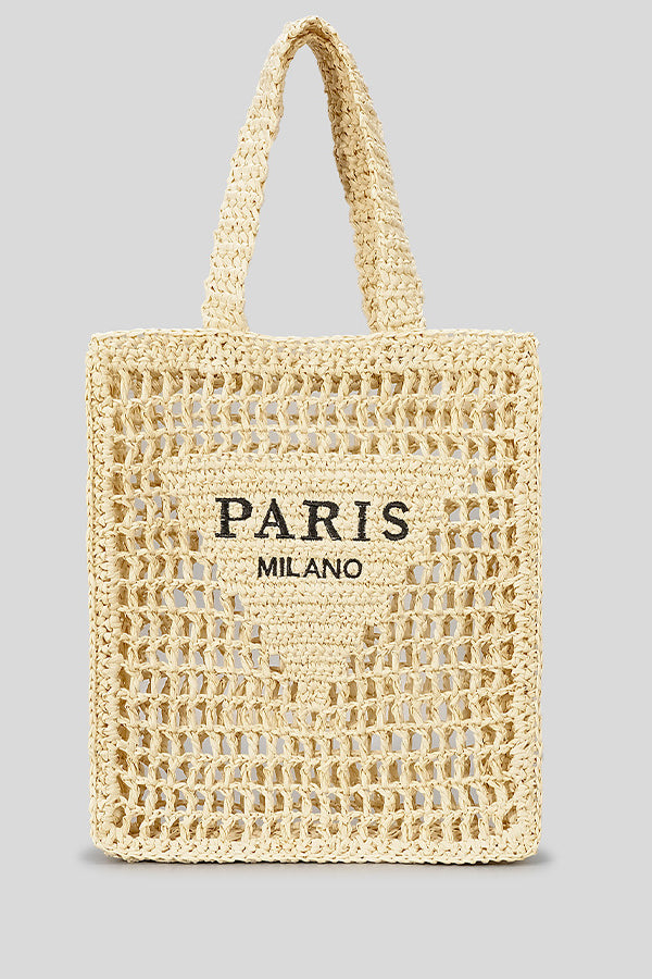 Letter Hollow Woven Beach Bag-consonak