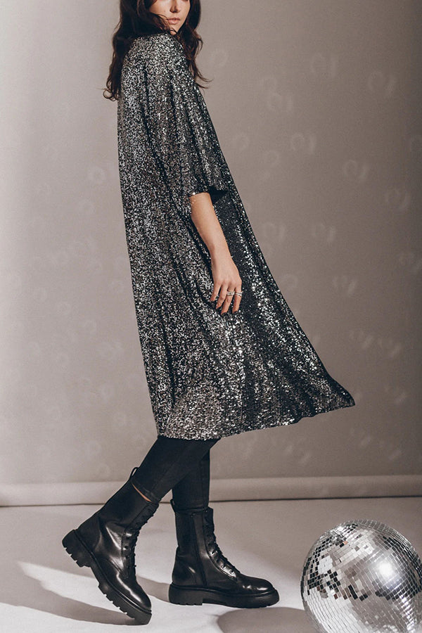 Disco Glamour Sequin Bell Sleeve Kimono | Consonak