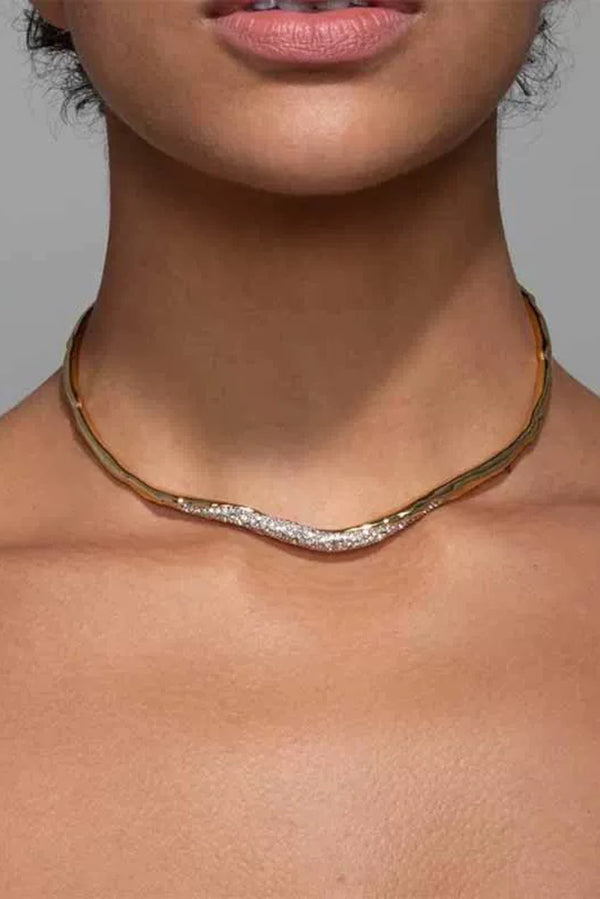 Simple and Light Luxury Metal Irregular Diamond Necklace-consonak