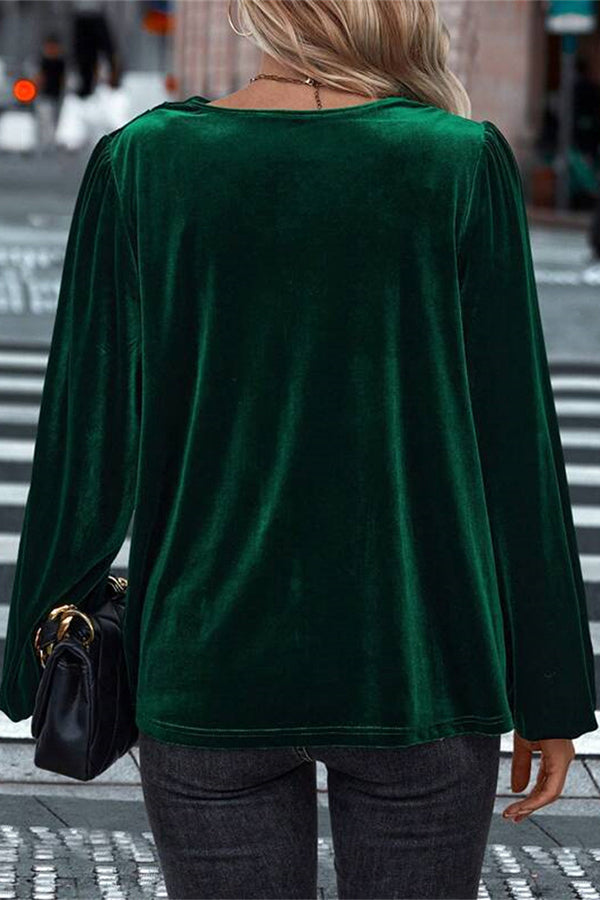 Fashionable Velvet Long-sleeved Loose Casual Top | Consonak
