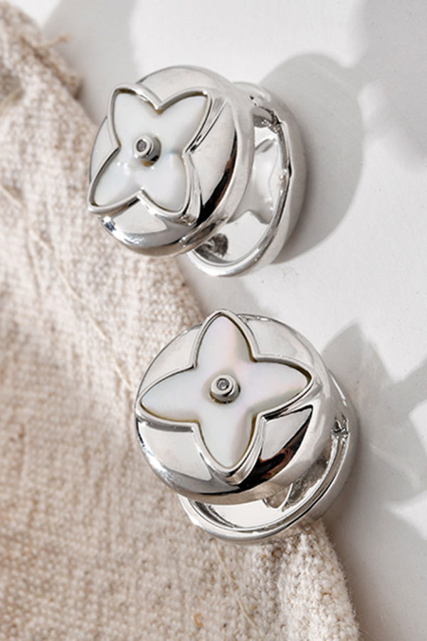 Fashionable Shell Light Luxury Metal Button Earrings-consonak