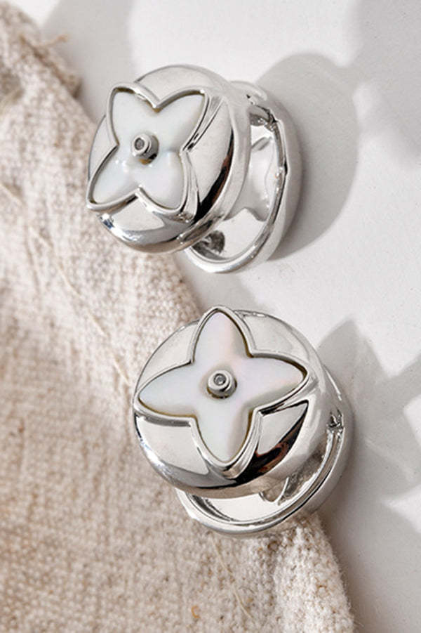 Fashionable Shell Light Luxury Metal Button Earrings-consonak