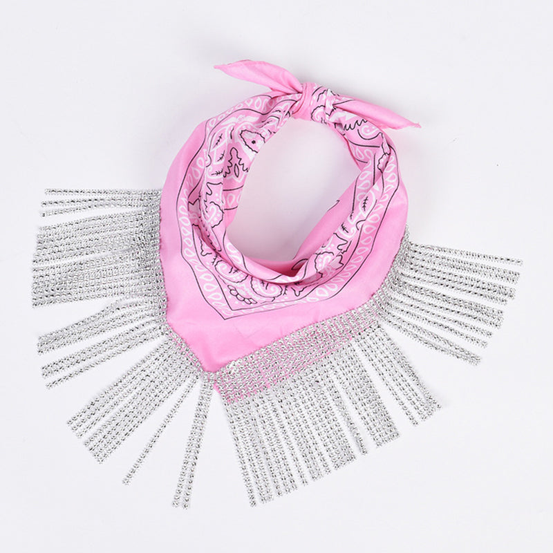British Retro Diamond Tassel Square Scarf | Consonak