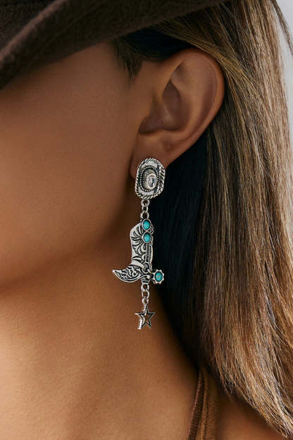 Western Cowboy Hat and Boots Pendant Earrings-consonak