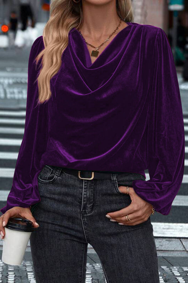 Fashionable Velvet Long-sleeved Loose Casual Top-consonak