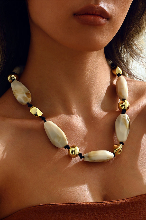 Bohemian Vintage Resin Beaded Necklace-consonak
