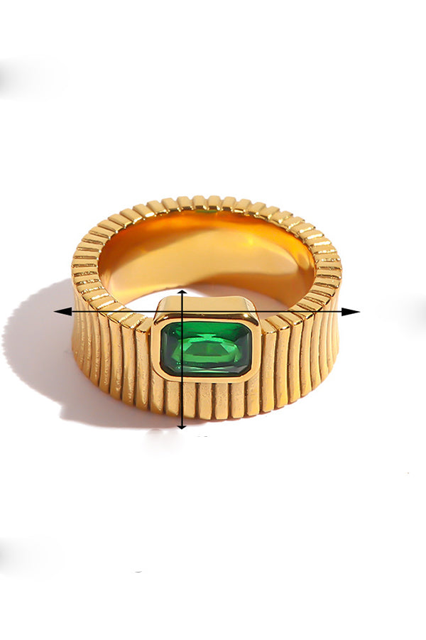 Fashionable Inlaid Zircon Stainless Steel Gold-plated Ring | Consonak