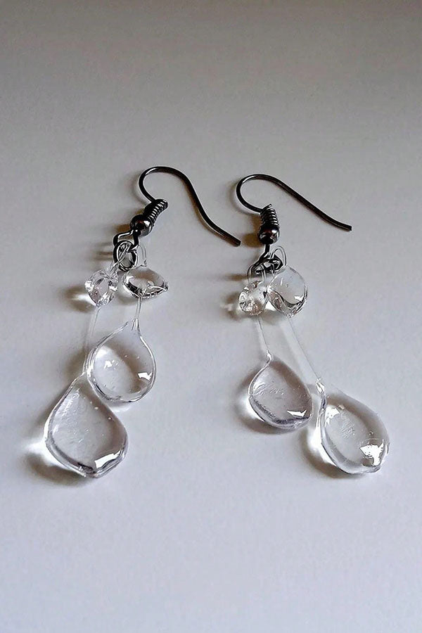 Clear Crystal Dewdrop Earrings-Consonak