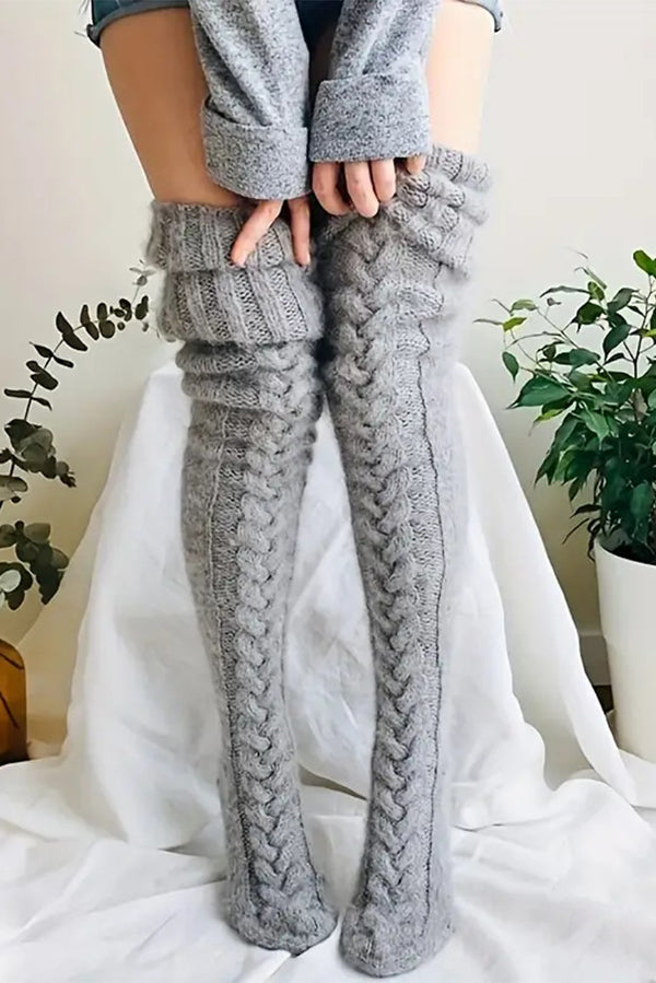 Cable Knitted Knee Length Ladies Socks | Consonak